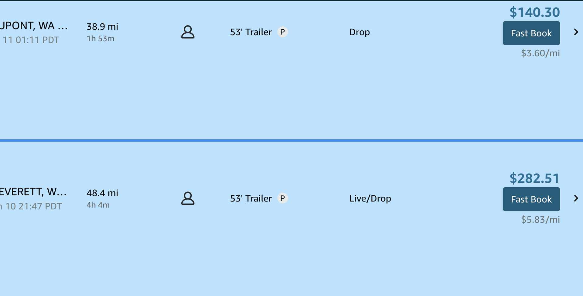 The two Rocket FastBook toggles in settings — FastBook for highlighted trips and FastBook for every trip.